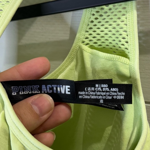Victoria's Secret Pink Active Women's Lime Green Sports Bra Size Medium - Picture 5 of 6